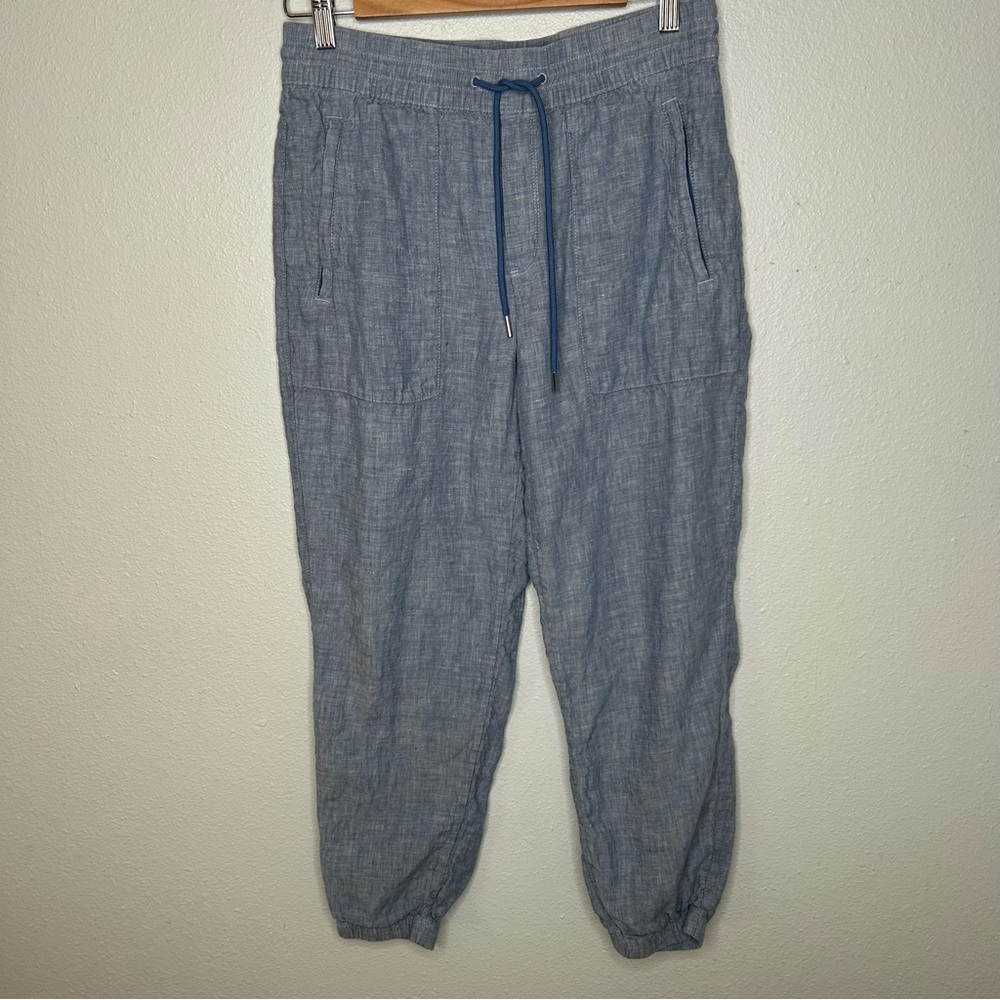 Athleta Women’s Chambray Retreat Drawstring Jogger Linen Pants Size 6 Petite